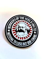 Karl Marx Enamel Pin Badge - Workers Of The World Marxist Socialist Communist picture