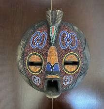 African Tribal Beaded Wood Mask 20” H x 19” W picture