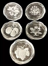 Byron Hirota Glass Co Japan Set of 5 Vintage Hand Made Embossed Coasters 3-1/2” picture