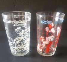 2 Welch's Vintage Jelly Glasses The Flintstones and Archie Glass picture