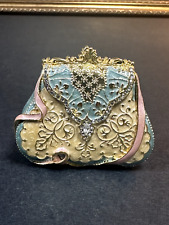 Vintage Purse Enamel Bejeweled Trinket Box. picture