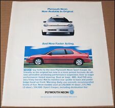 1995 Plymouth Neon Print Ad Car Automobile Auto Advertisement Vintage 10