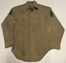 Vintage 70s 80s Poly Wool Khaki Longsleeve Military Shirt 60s Style Vietnam Sz M picture
