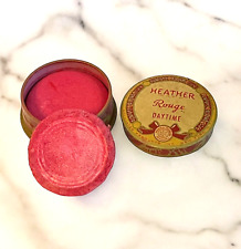 Vintage 1940's Heather Rouge Metal Tin Daytime Pink Comestics Beauty Make Up picture