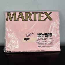 NOS Vintage Martex No Iron Percale Queen Flat Sheet Pink Sealed 90 X 102 picture
