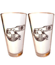 Lone Star Beer - Set Of 2 - 16 oz Pint Beer Glasses Double-sided Armadillos picture