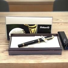 Pelikan Souveran M800 Black & Gold 18C Fountain Pen M Nib With Box NEW picture
