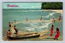 HI-Hawaii, Hukilau in Hawaii, Antique Vintage Souvenir Postcard picture