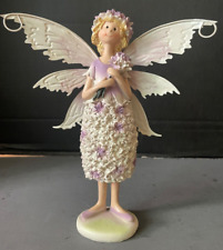 Ashland Signature Accents Angel Figurine Lilac Flower Bouquet Wings 8.5