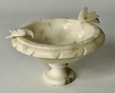 Hand Carved Italian Bird Bath Alabaster Marble Pedestal & 2 Removable Doves picture