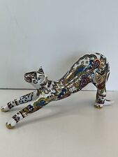 Paul Cardew Cat Figurine”Cool Catz” PAISLEY 18k Gold Stretching England NEW MINT picture