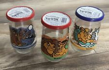 VTG 1995 - 3 Welch's Jelly Jar Glasses 🔑 w/LIDS Lion King 2 Simba's Pride EUC picture