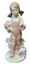 Lladro Spring Girl with Bird & Watering Can 1984 #5217 - READ FLAW* picture