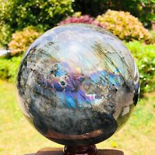 8.86LB Natural labradorite ball rainbow quartz crystal sphere gem reiki healing picture