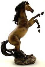 Wild Stallion Brown Horse Raring Back Figurine Sculpture Statue 9.5