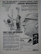 John Wooden UCLA Original Print Ad Vintage 1972 They Call Me Coach 8.5 x 11