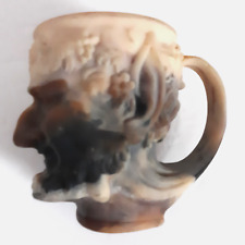 Vintage Incolay Face Mug Stone Carved Bacchus Grapes God Of Wine Marble Look picture