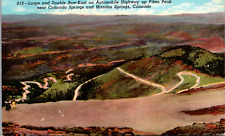 Vintage 1954 Winding Road Up Pikes Peak, Manitou Springs Colorado CO Postcard  picture