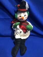 1994 Annalee Snowman Vintage Scarf Mittens & Ear Muffs Top Hat Christmas 10” picture