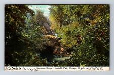 Chicago IL-Illinois, Humboldt Park, Sandstone Bridge, Vintage c1909 Postcard picture