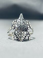 OUTSTANDING NAVAJO STERLING SILVER TOAD RING picture