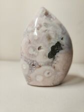 268.8g Pink amethyst with flower agate and pyrite inclusions freeform picture