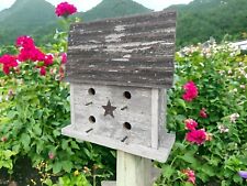 Rustic Wooden Birdhouse Amish Handmade Wren House for Post or Hanging picture