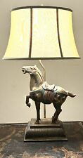 Wooden Tang War Horse Hand-Carved Accent Lamp Original Vintage - BEAUTIFUL picture