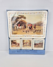 Vintage Heywood Hardy Horse & Hound Hunting Tablemats & Coaster Set NEW picture