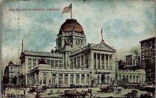 1909 CHICAGO NEW POSTOFFICE BUILDING HORSE DRAWN CARRIAGES POSTCARD 25-139 picture