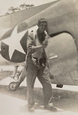 ORIGINAL - WW2 U.S. NAVY PILOT w/ GRUMMAN TBF AVENGER TOPEDO BOMBER c1944 picture