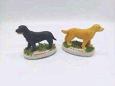Ceramic Lot-of-2 Pet Retriever Figurines Blk & Gld Vtg 2000 3.95 Inch picture