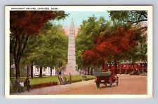 Concord MA-Massachusetts, Monument Square, Antique, Vintage Souvenir Postcard picture