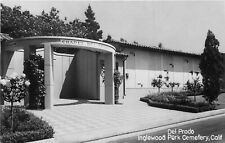 Postcard RPPC Photo California Inglewood Park Cemetery roadside 1950s 23-89 picture