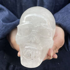 4.09LB TOP Natural clear quartz skull Hand Carved Crystal Healing CY2032 picture