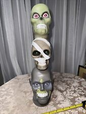 Gemmy Halloween Zombie Skull Mummy Trio Singers Light up Totem Sings Shout READ picture