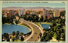 Wilshire Boulevard Through Westlake Park Los Angles California Vintage Postcard picture