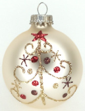 Christmas Ornament Stenciled Tree Gold Filigree Vintage Holiday Decor picture