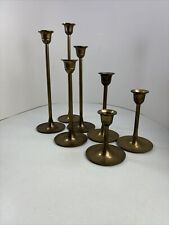 7 Vintage Solid Brass Candle Stick Holders Party Weddings Lot 3 to 9 in high picture