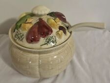 Vintage Vegetable Soup Tureen (Mid-Century, Vegetable Lid, Basketweave Pattern) picture