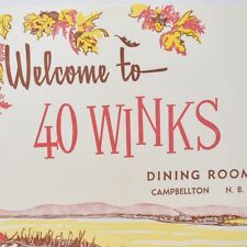 1950s 40 Winks Dining Room Restaurant Placemat Campbellton New Brunswick Canada picture