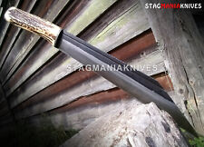 17'' Hand Forged J2 Steel Hunting Bowie Viking Valhalla Stag Horn Seax Knife picture