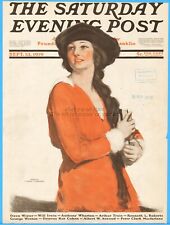 1919 Saturday Evening Post Long Haired Woman Clarence Underwood Front Cover ONLY picture