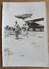 1920's Goodyear Blimp with Bi-Plane and  People Photograph picture