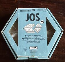 Vintage IKEA JOS Clear GlassTriangle Tealight Set of 6  Hand Made Original Box picture
