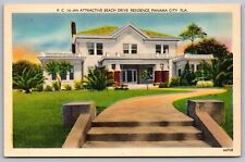 Attractive Beach Drive Residence Panama City Florida Linen Topical VNG Postcard picture