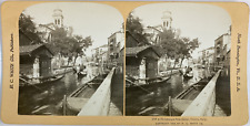 White, Italy, Venice, A Picturesque Side Canal, Stereo, 1902 Vintage Stereo Card picture