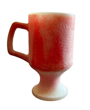 Red Hazel Atlas Vintage Textured Pebble Milk Glass Pedestal Mug picture