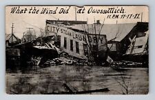 Owosso MI-Michigan, Wind Destruction On Building In 1911 Vintage Postcard picture