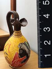 Vtg Handmade & Painted 600 BC Museum Replica of Greek Pottery Vase Pitcher 4.5